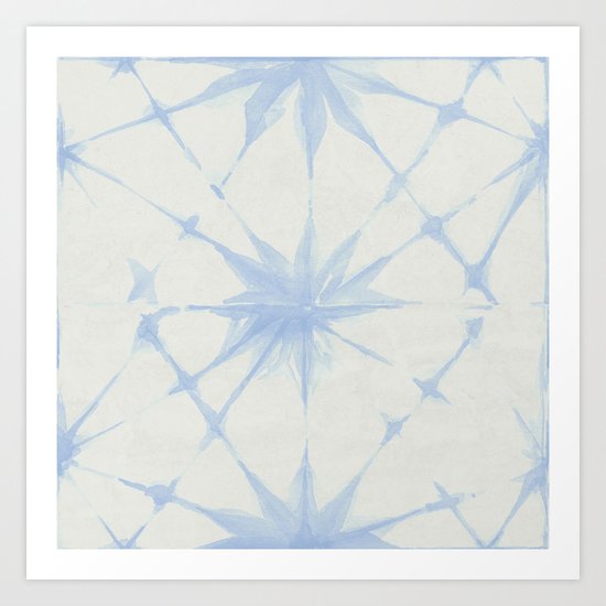 Shibori Starburst Sky Blue on Lunar Gray Art Print