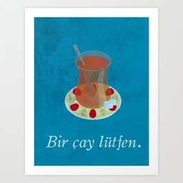 Bir çay lütfen - vintage Turkish tea print Art Print