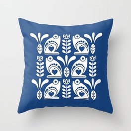 Scandi Frogs - Paper Cut _ Bg Blue Throw Pillow
