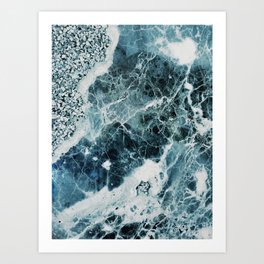 Blue Sea Marble Art Print