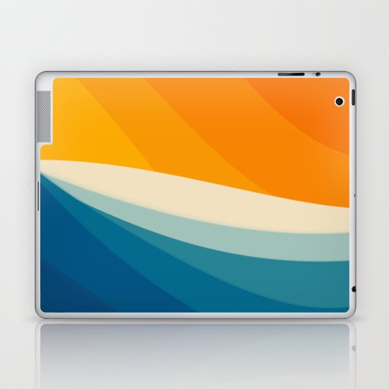 Abstract colorful landscape with wavy sea and sun Laptop & iPad Skin