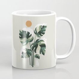 Cat and Plant 11 Coffee Mug | Cat, Meow, Monstera, Feelgood, Plantlover, Green, Drawing, Indoorplant, Soothing, Hope 