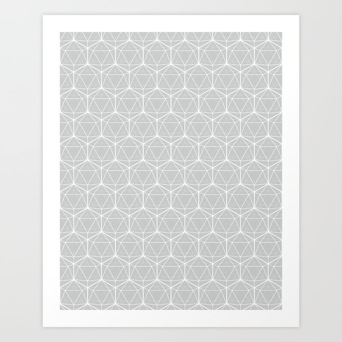 Icosahedron Soft Grey Art Print