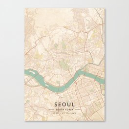 Seoul, South Korea - Vintage Map Canvas Print