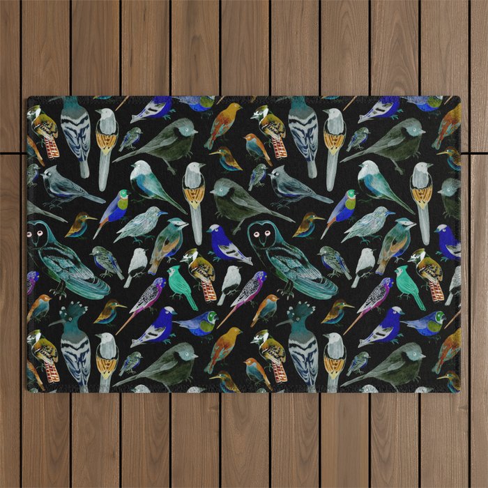 American Birds on charcoal painting Outdoor Rug