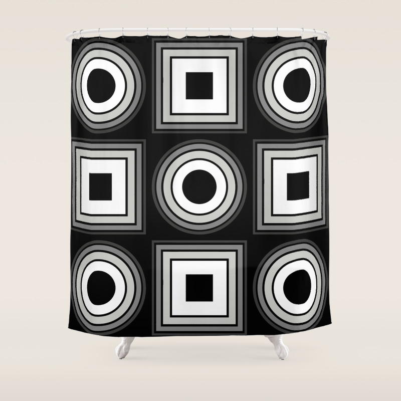 Fade To Black Abstract Black And White Geometric 3d Effect Artwork Shower Curtain By Printpix Society6