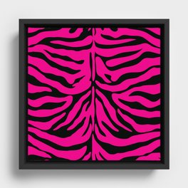 Retro Abstract Tiger Print - Pink and black Framed Canvas