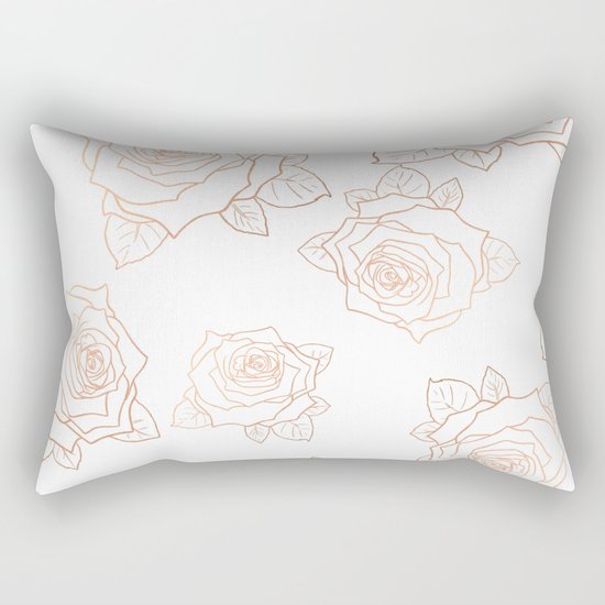 Metallic Roses Rectangular Pillow