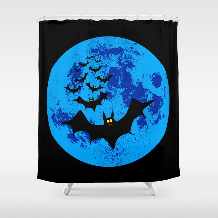 Vampire Bats Against The Blue Moon Shower Curtain