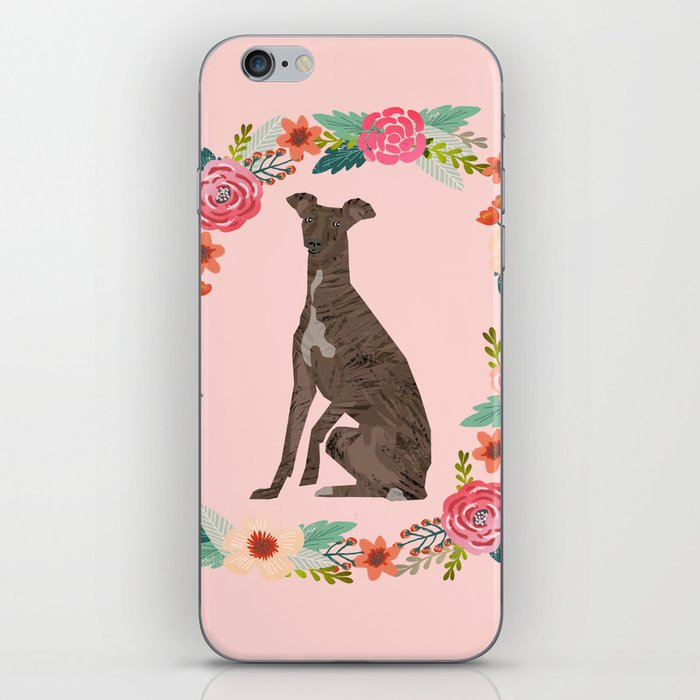 italian greyhound floral wreath dog breed pet portrait pure breed dog lovers iPhone Skin