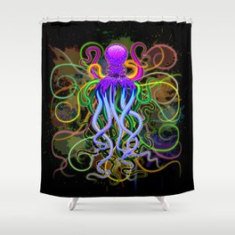 Octopus Psychedelic Luminescence Shower Curtain