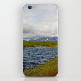 Bruarfoss in Iceland | Snowy mountains, cold waters and meadows iPhone Skin