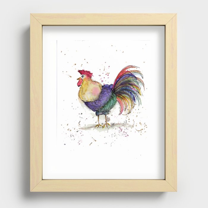 Le Coq of Many Colors Recessed Framed Print
