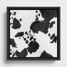 Black And White Howdy Cowhide (xii 2021) Framed Canvas