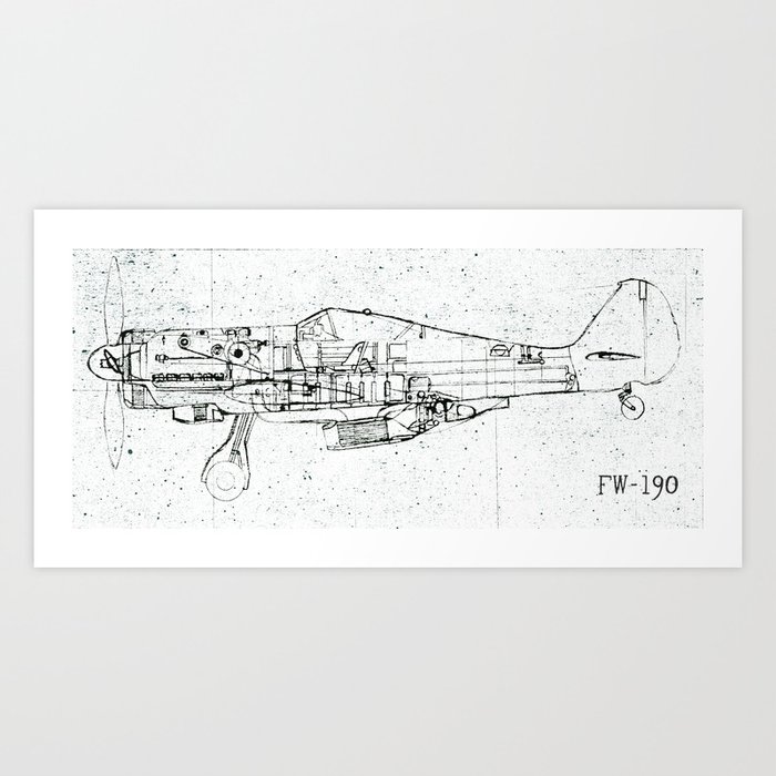 FW - 190 ( B & W) Art Print