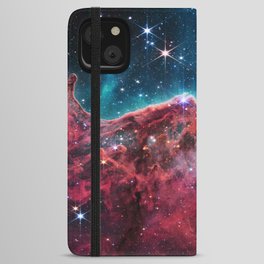Cosmic Cliffs Carina Nebula Coral Pink Turquoise iPhone Wallet Case