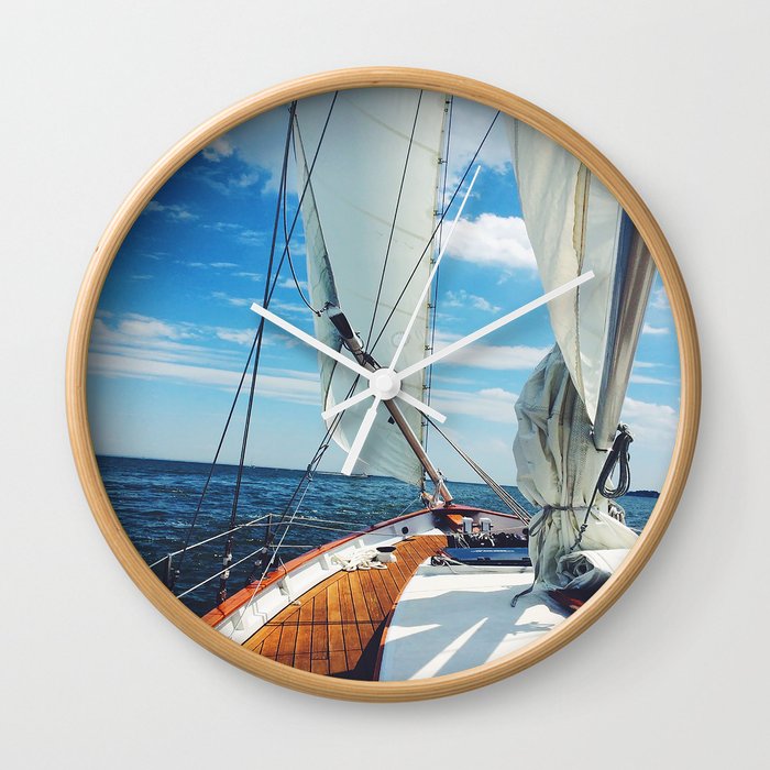 Sweet Sailing - Sailboat on the Chesapeake Bay in Annapolis, Maryland Wall Clock