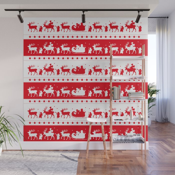 Christmas Parade - (Red) Wall Mural