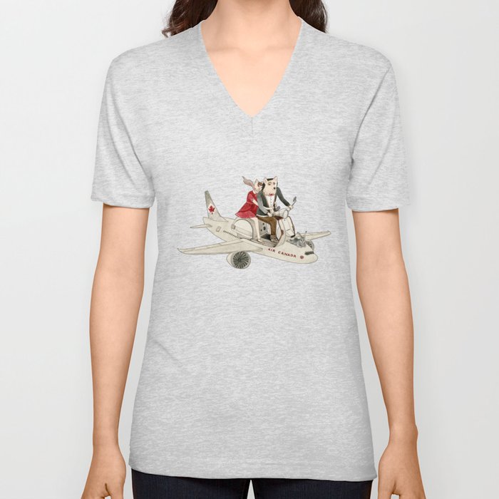 Cat And Wolf Hit The Road Unisex V Neck By Yuliyart Society6