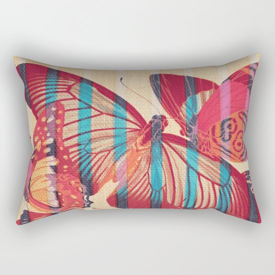Butterflies in Strips Rectangular Pillow