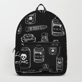 Poison Backpack | Graphicdesign, Pattern, Illustration, Skull, Halloween, Poison, Bottle, Alcohol, Blackwork, Drink 