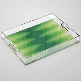 Retro 1970s Style Sonic Wave Pattern 230 Green Acrylic Tray