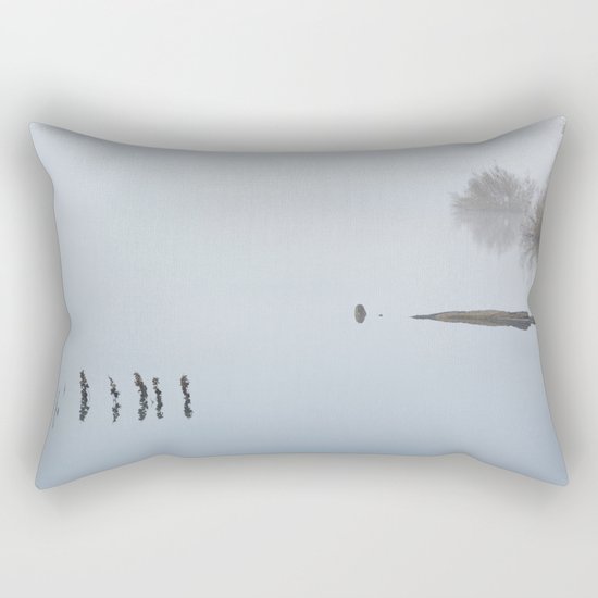 "Looking At The End..." Foggy sunrise at the lake Rectangular Pillow