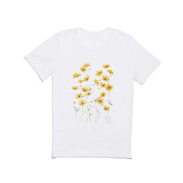 Yellow Cosmos Flowers T Shirt | Pen, Illustration, Yellow, Flowers, Painting, Floral, Drawing, Wild Flowers, Watercolor, Gouache 