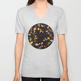 Autumn berries and leaves in warm colors V Neck T Shirt