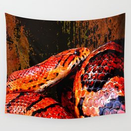 Grunge Coiled Corn Snake Wall Tapestry