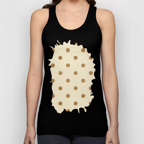 Cream Gold Glitter Dots Unisex Tank Top