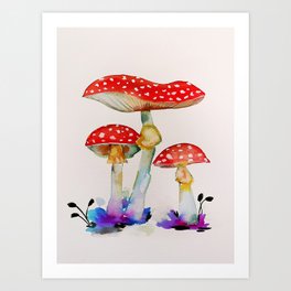 Mushroom Trio Art Print