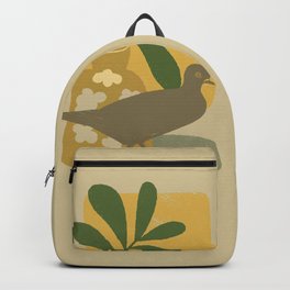 Tan Beige Dove with Leaves and Flowers  Backpack