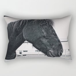 Icelandic Horse In Black & White Rectangular Pillow