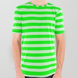Striped 2 Neon Green All Over Graphic Tee