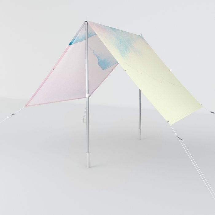 Light Blue Mountain Tops With Pink Sky Sun Shade