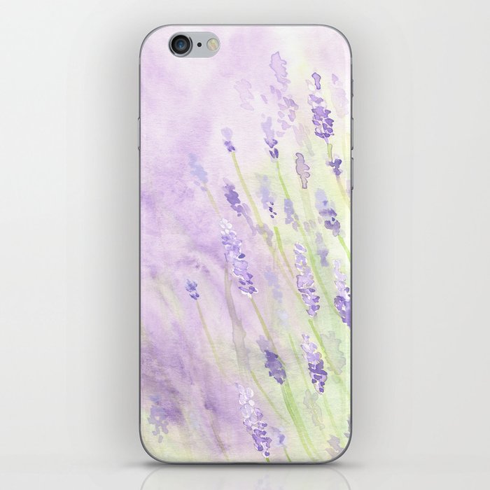 Summer Dream Garden Lavender Watercolor Painting iPhone Skin