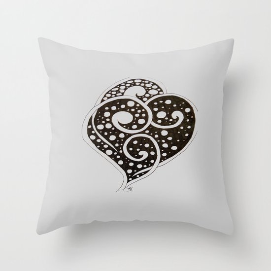 Black Leaf - Zentangle Throw Pillow