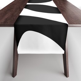 Abstract waves - white and black Table Runner
