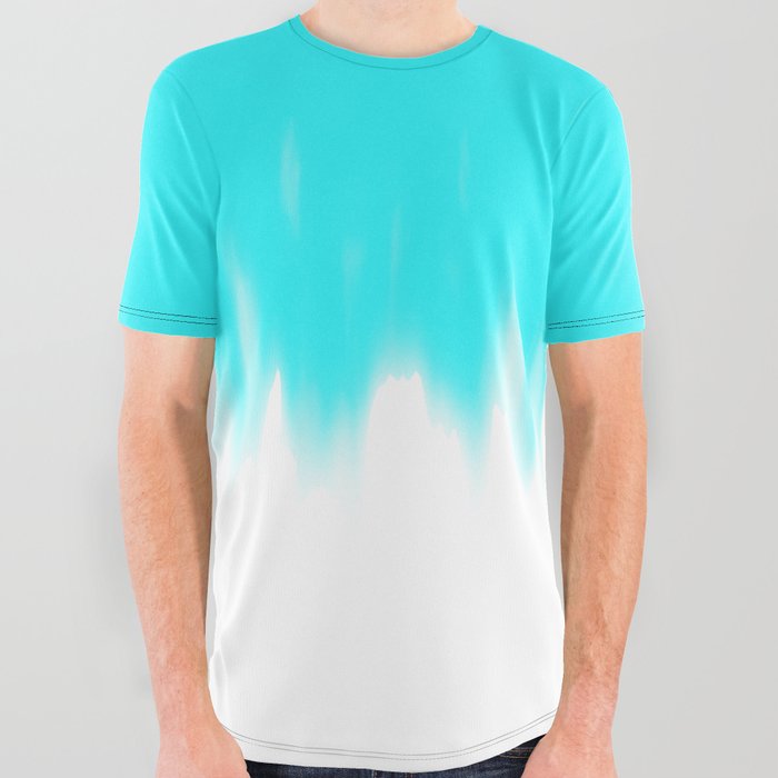 Cyan Bleed All Over Graphic Tee