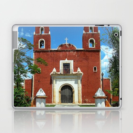Mexico Photography - Beautiful Catholic Church Under The Blue Sky Laptop & iPad Skin