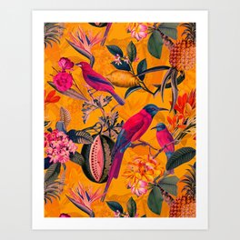 Vintage And Shabby Chic - Colorful Summer Botanical Jungle Garden Art Print