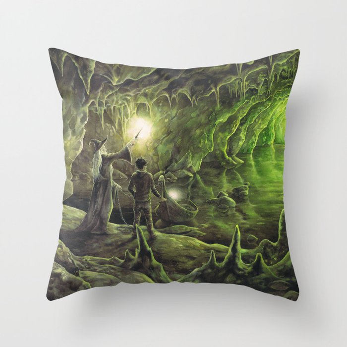 Harry and Dumbledore in the Horcrux Cave Throw Pillow