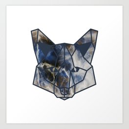 Fox Head Navy Marble Art Print | Navymarble, Navy, Brown, Navyandbrown, Wild, Set, Geometric, Wildanimals, Lowpoly, Marble 