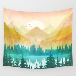 Summer Mountain Sunrise Wall Tapestry