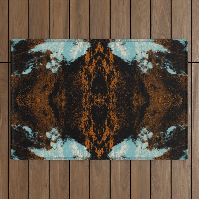 Abstract Batik Mandala Rorschach Ink Blot Art Pattern - Moriyata Outdoor Rug