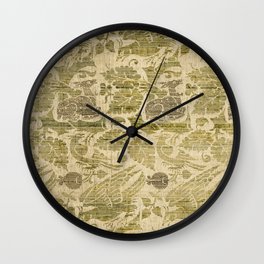 Antique Distressed Green Stags and Birds Wall Clock