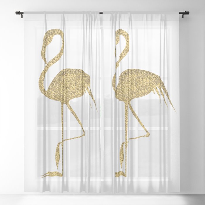 Gold Flamingo Sheer Curtain
