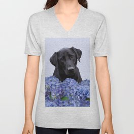 Black Labrador Dog -  V Neck T Shirt