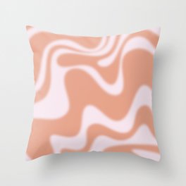 Dreamy Retro Liquid Swirl Contemporary Abstract 2 in Pastel Pink and Buff Apricot Throw Pillow